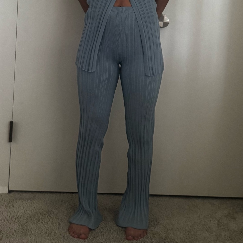 The Line by K Blue Ribbed Boot Cut Pants Medium - Picture 2 of 2